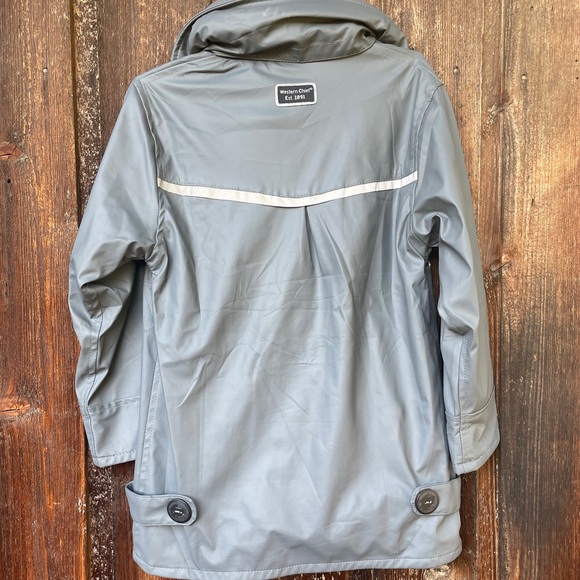 Western Chief Trench Raincoat Grey with Flannel Lining Vented Armpit Siz… - Picture 2 of 14